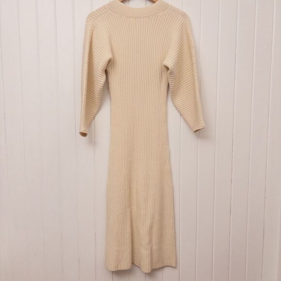 MARA HOFFMAN Samira Wrap-effect Ribbed Organic Cotton-blend Midi Dress Cream Siz - Picture 6 of 12